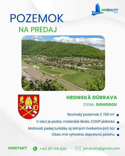 Pozemok v hronskej Dúbrave o výmere 2 700 m²
